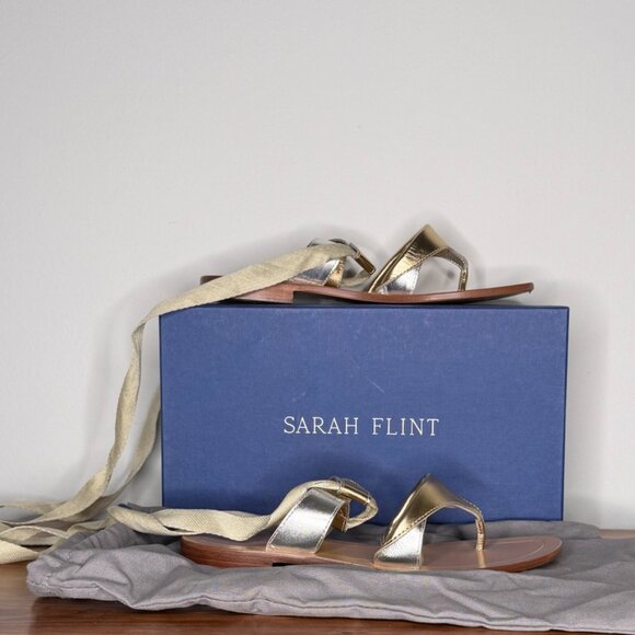 Sarah Flint Grear Silvery Gold Calf Sandals - Picture 4 of 8